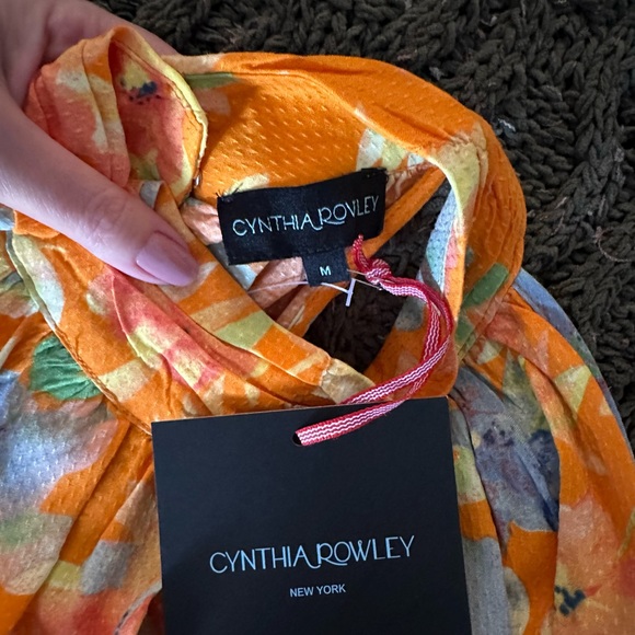 Women’s Floral Orange Sleeveless Turtleneck Size Medium - Picture 12 of 13